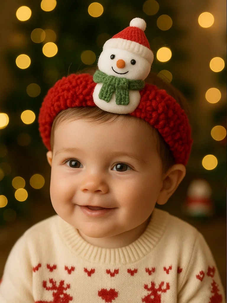 Baby Weihnachts-Stirnband mit Schneemann – Niedliches Foto-Accessoire für Feiertage