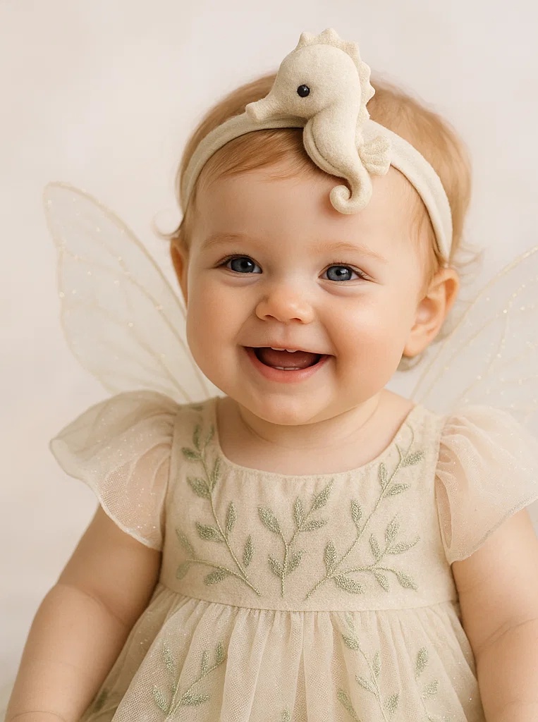 Mint Seahorse Plush Baby Headband for Infant Photography