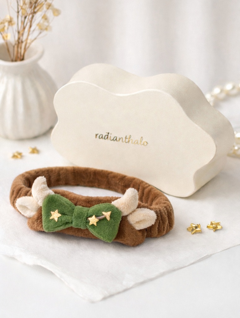 Taurus Baby Headband with Bull Horn Plush and Earthy Doll