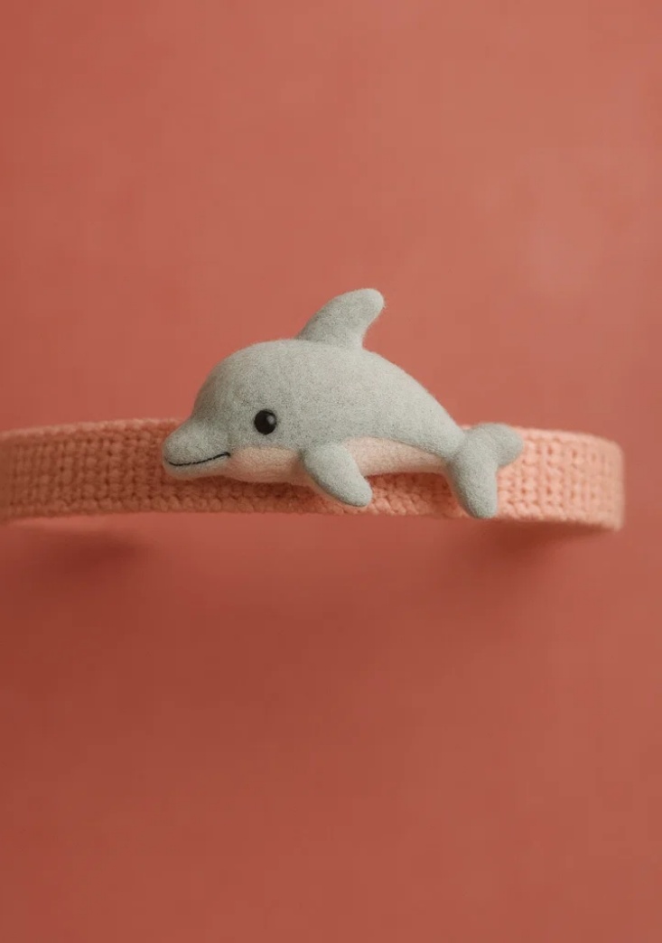 Baby Headband with Dolphin Plush and Pink Band – Soft and Adorable Newborn Hairband