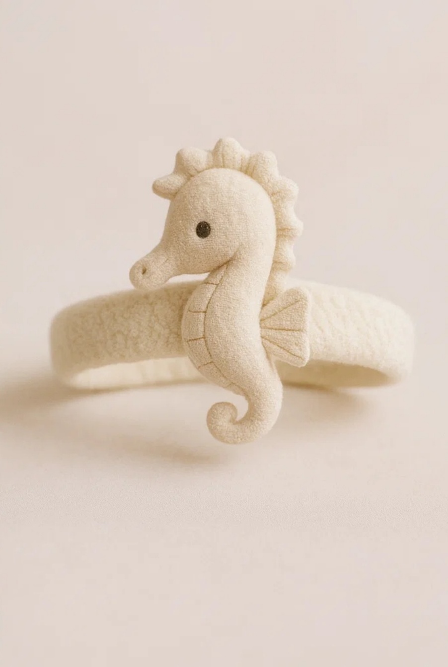 Cream Seahorse Plush Baby Headband for Baby Photography