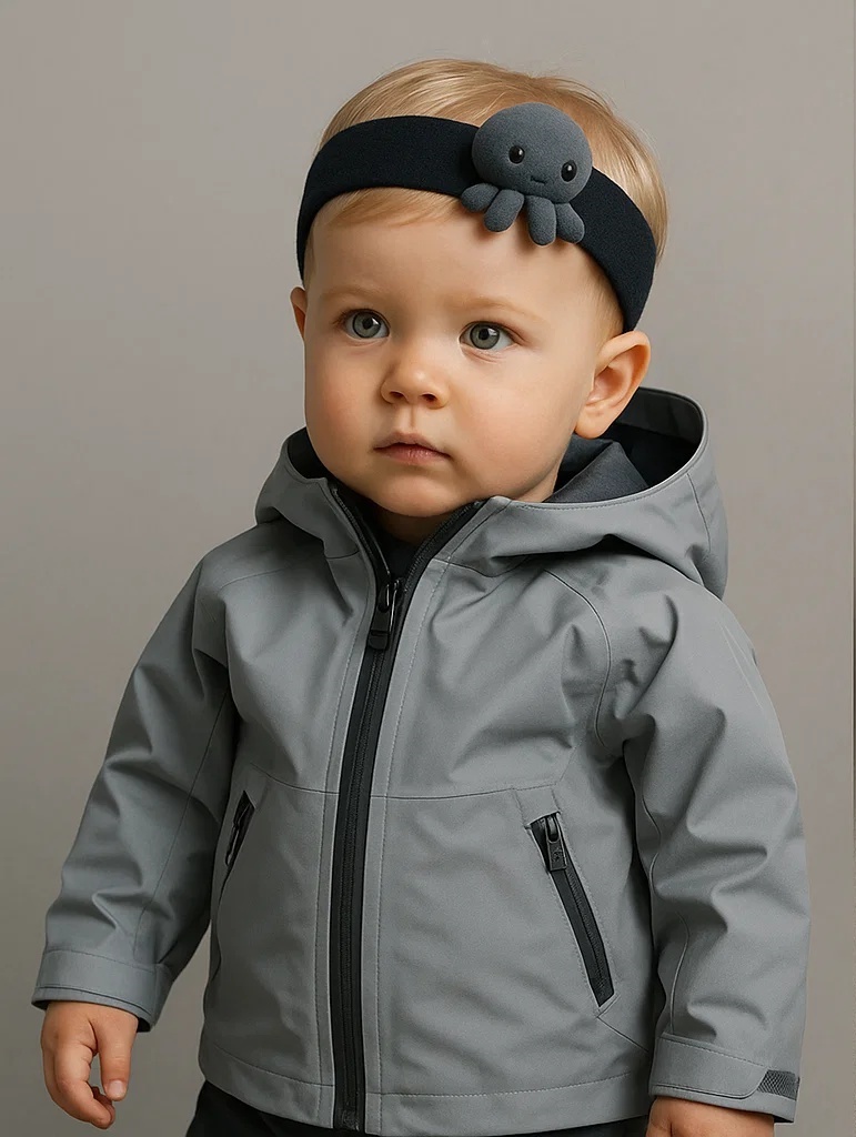 Navy & Gray Octopus Baby Headband – Classic Contrast for Baby Style