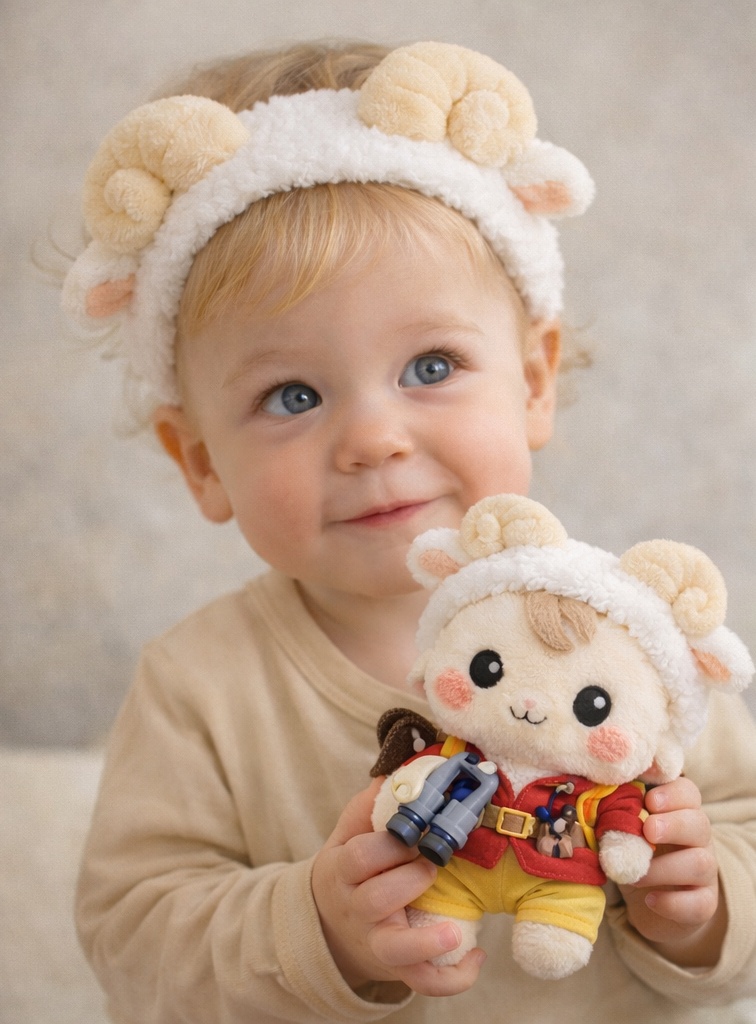 Aries Explorer Baby Headband with Binocular Plush Doll