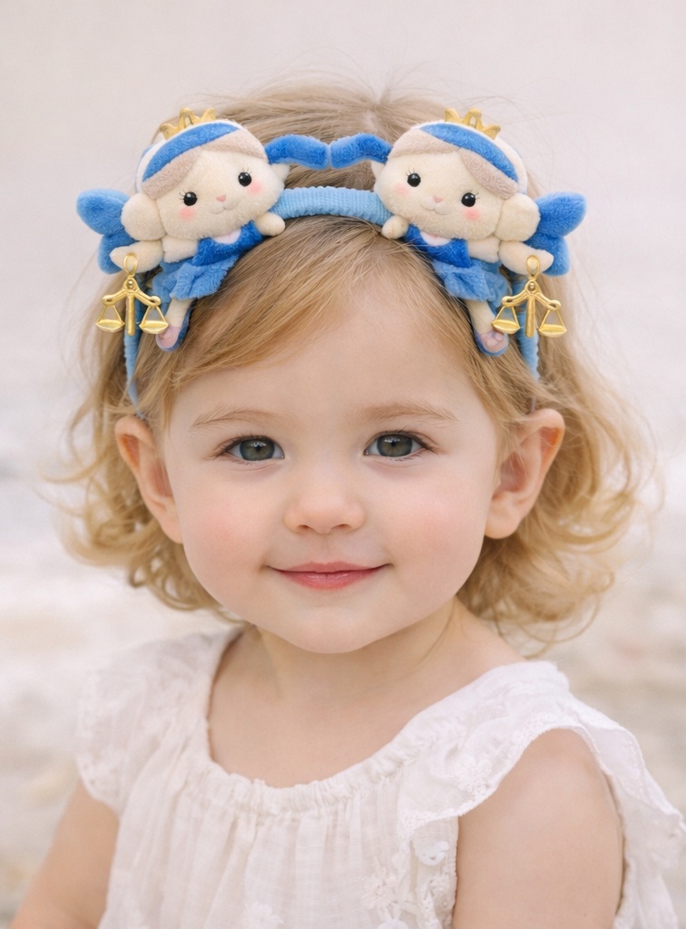 Libra Twins Baby Headband with Blue Scale Plush