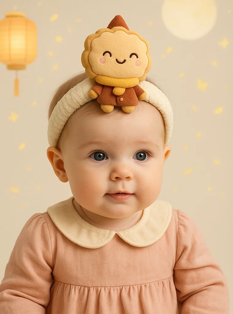 Bandeau bébé thème Fête de la Lune avec peluche – Offre B2B en gros pour collection saisonnière