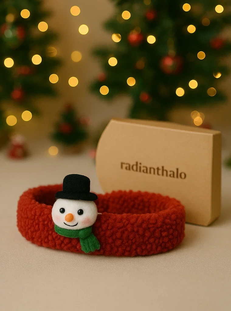 Diadema navideña para bebé con muñeco de nieve