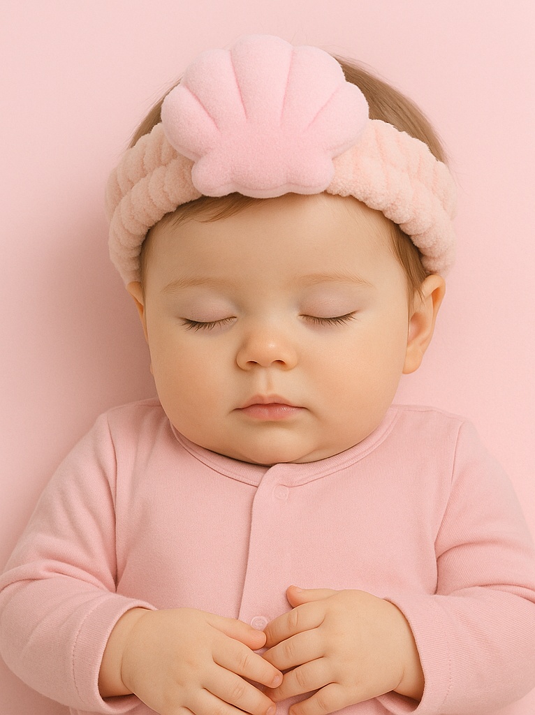 Pink Shell Puff Baby Headband - Plush and Cute