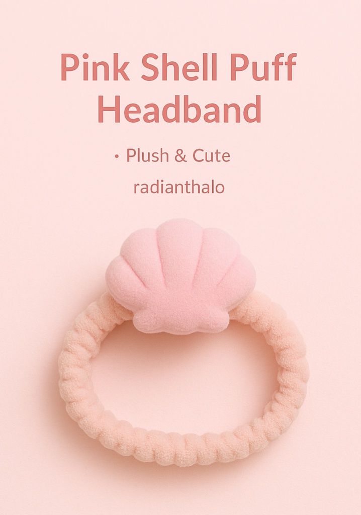 Pink Shell Puff Baby Headband - Plush and Cute