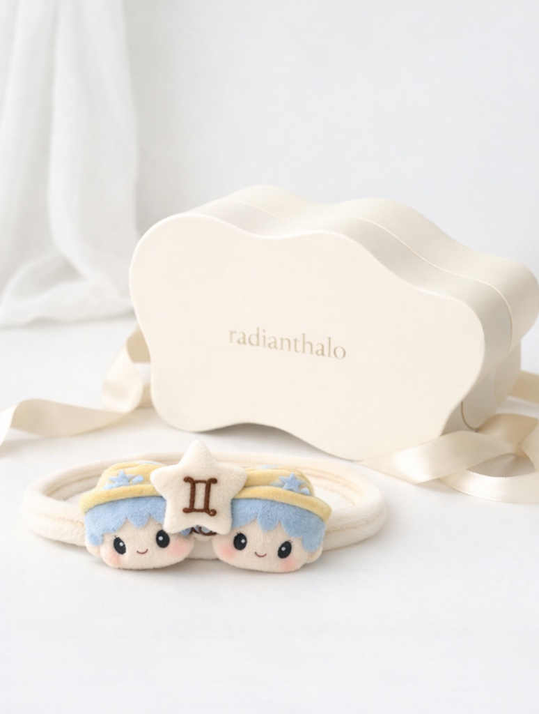 Gemini Explorer Baby Headband with Twin Plush Dolls