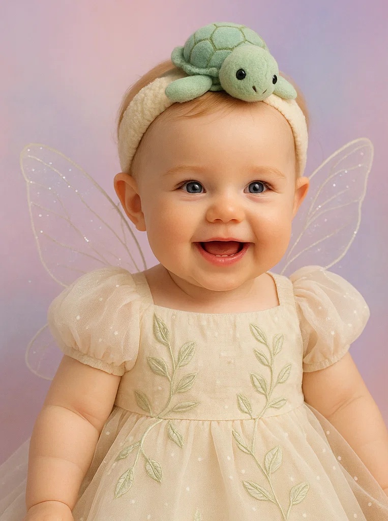 Mint Turtle Plush Baby Headband for Baby Photo Shoots