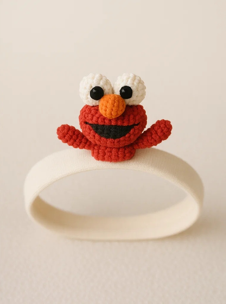 Red Elmo Crochet Baby Headband – Fun Cartoon Hair Accessory