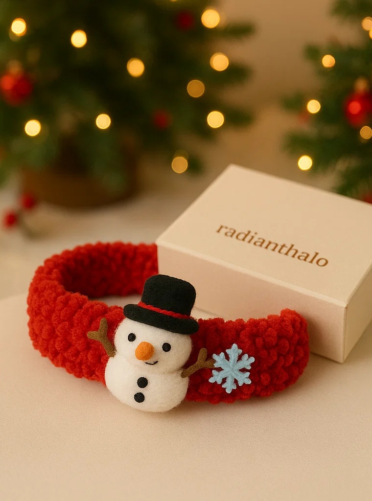 Faixa de cabelo de Natal fofa para bebê com boneco de neve