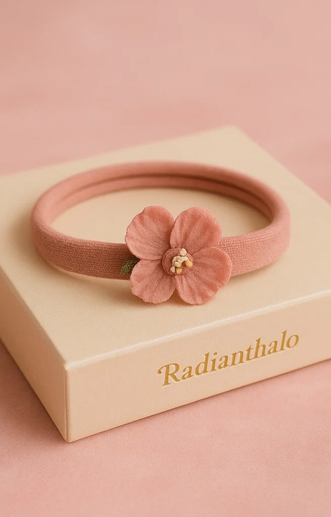 Rosy Fairy Bloom Headband with Embroidered Dress Accent