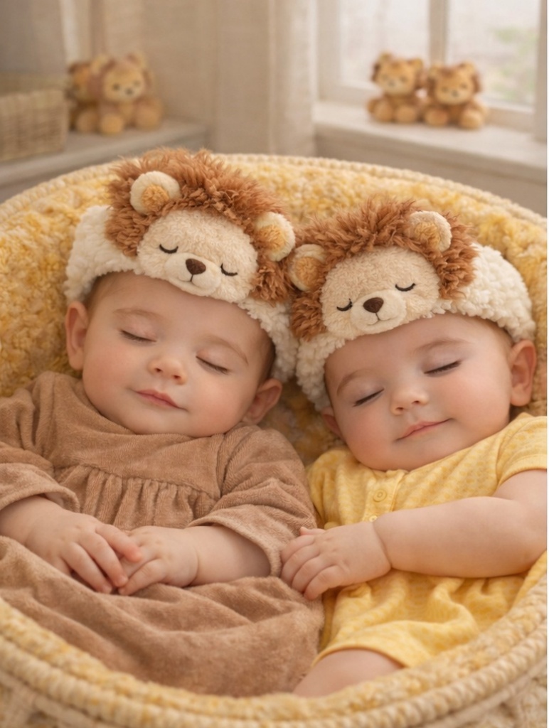 Lion Twin Baby Headbands for Wild-Themed Photoshoots