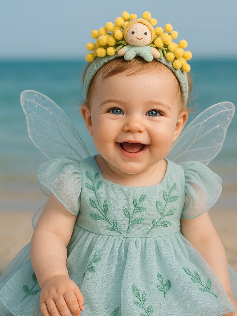 Soft Baby Headband with Lotus Flower Accents for Photoshoots
