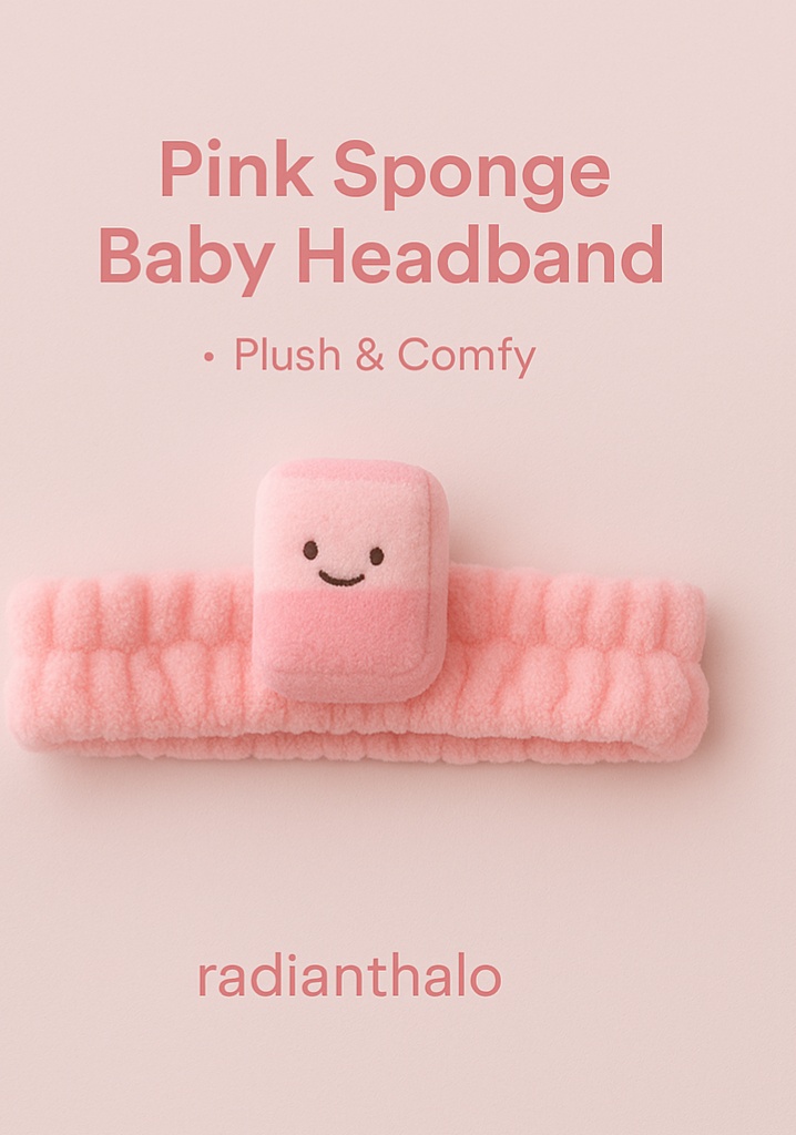 Pink Sponge Baby Headband - Plush and Comfy