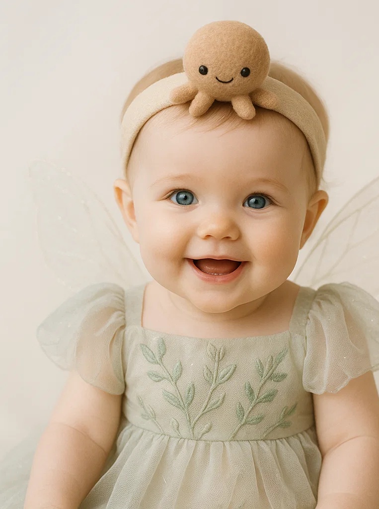 Beige Octopus Plush Baby Headband for Newborn Photography