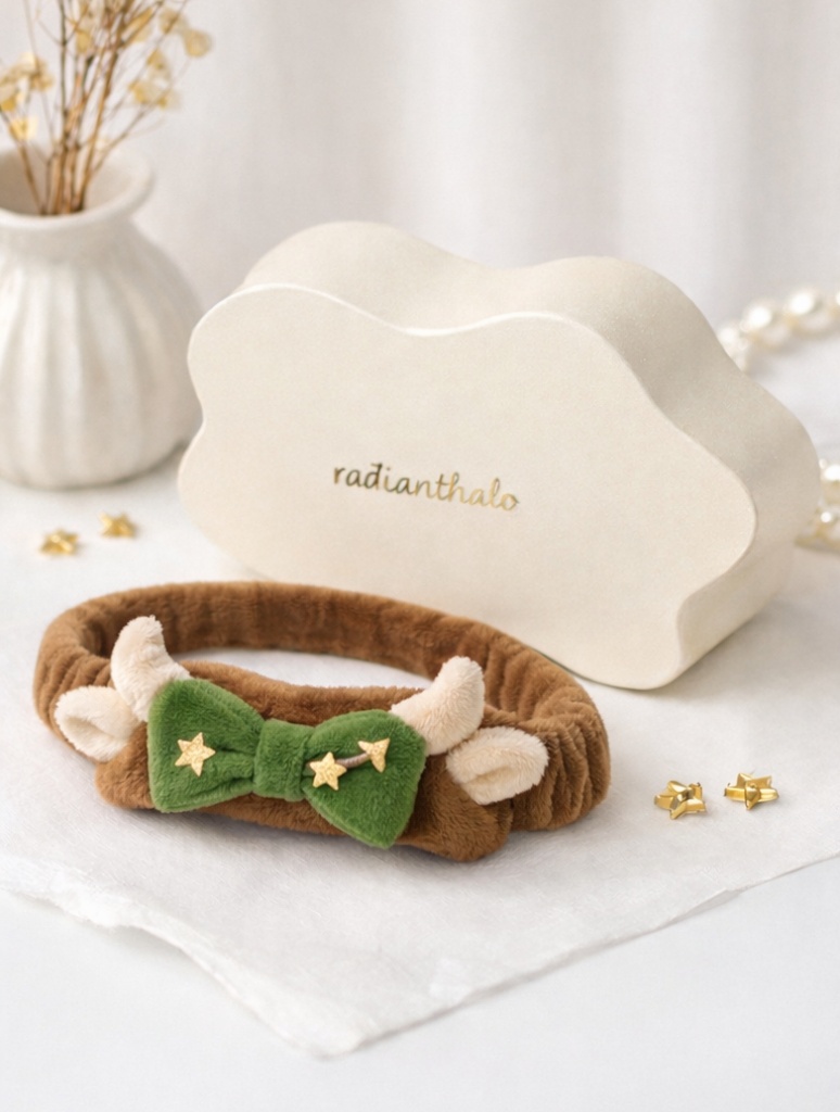 Taurus Baby Headband with Horned Explorer Plush