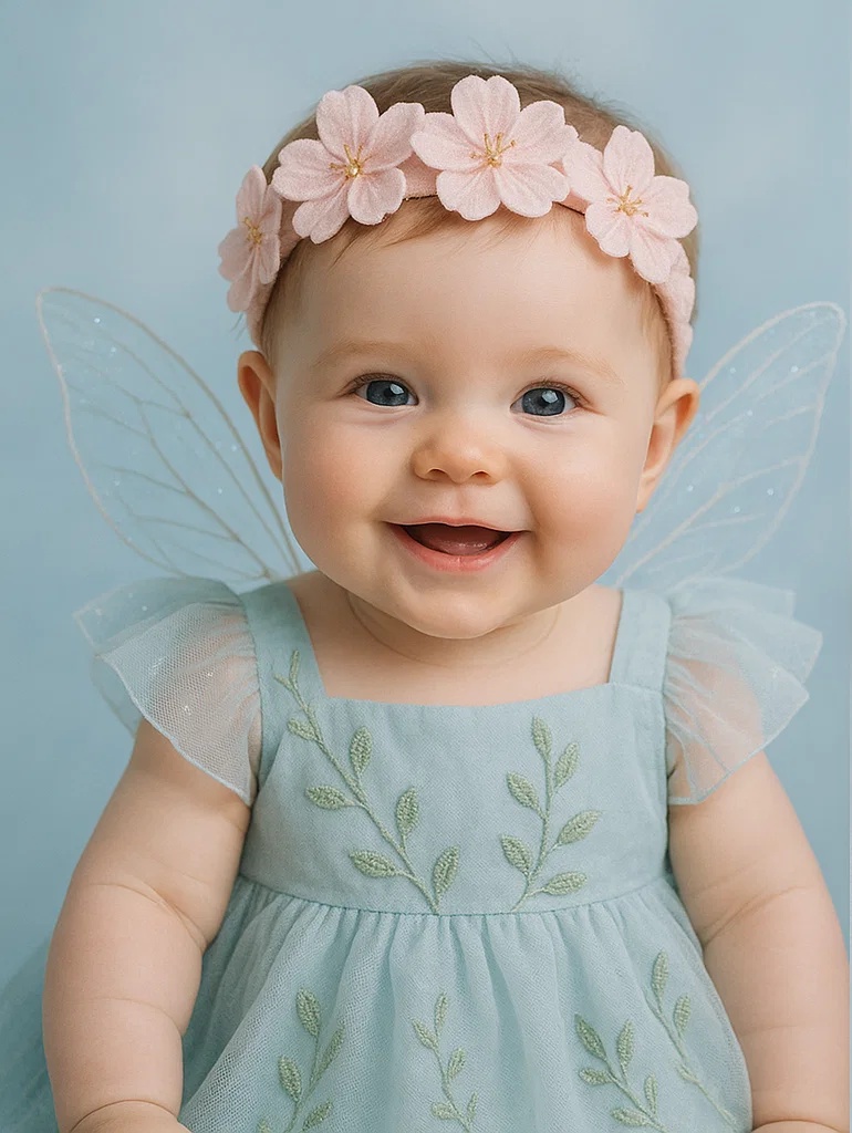 Blue Floral Camellia Baby Headband for Soft Charm