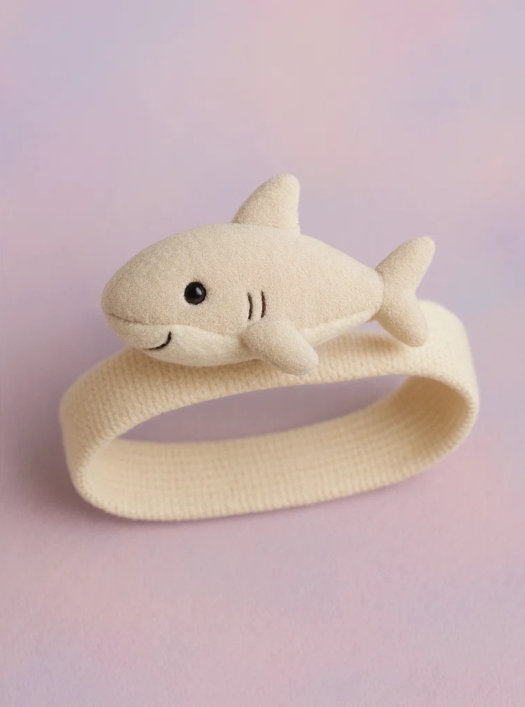 Blue Shark Plush Baby Headband with Stretchable Band