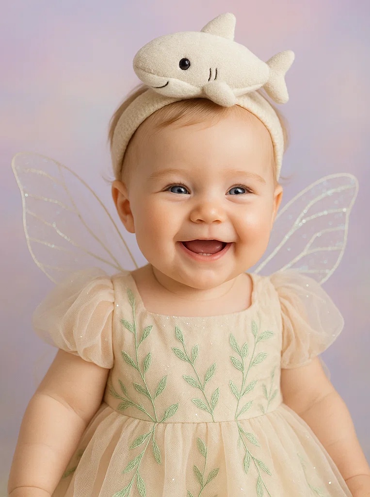 Blue Shark Plush Baby Headband with Stretchable Band