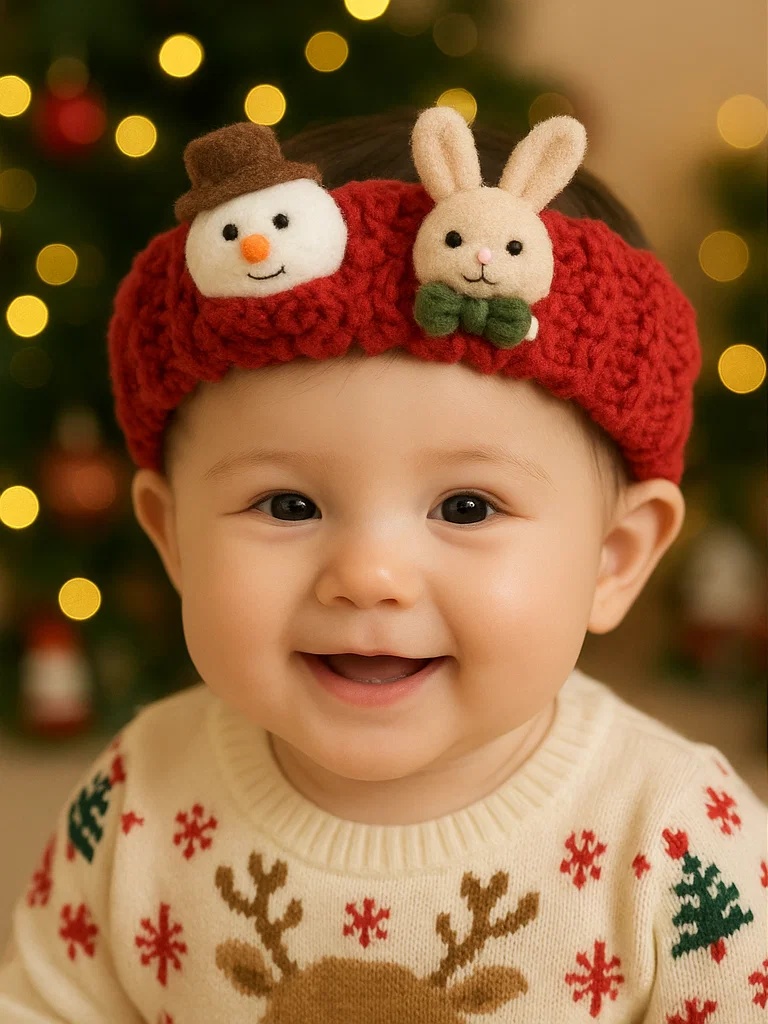Faixas para bebês com brinquedos de Natal fofos para fotos mágicas