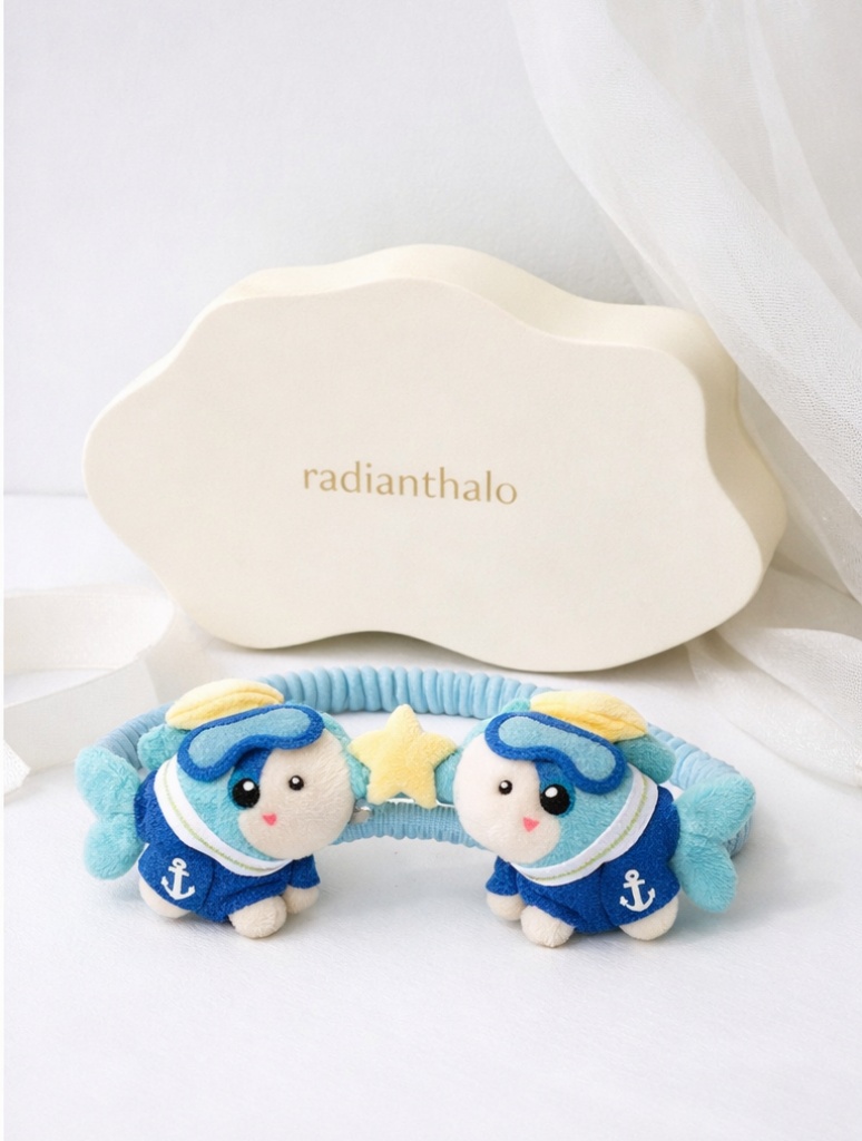Sagittarius Baby Headband with Bow and Twin Plush Girls