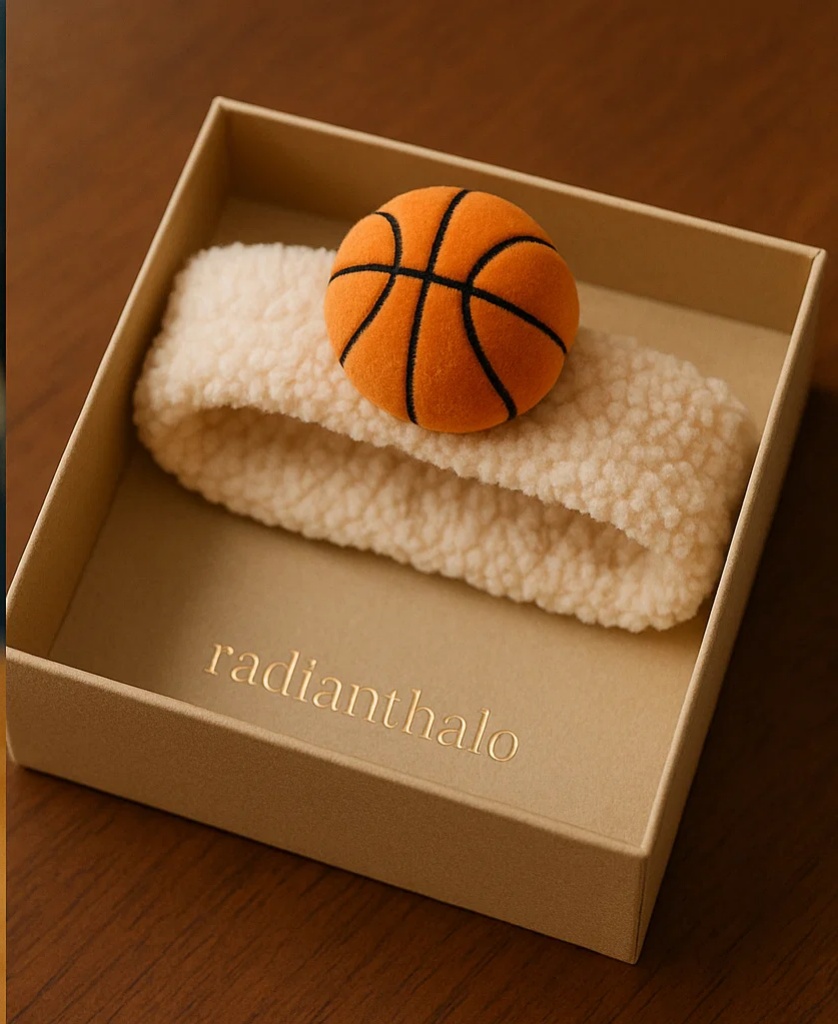 Basketball Style: Plush Baby Headband with Removable Basketball Accent