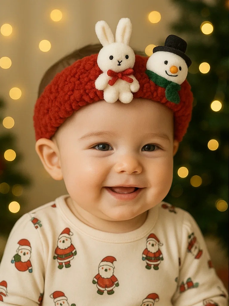 Bandeaux pour bébé avec des jouets de Noël mignons pour des photos magiques