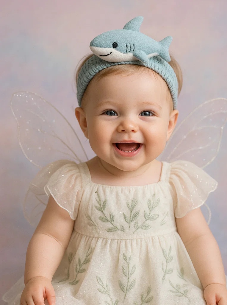 Aqua Dolphin Plush Baby Headband for Newborn Shoots