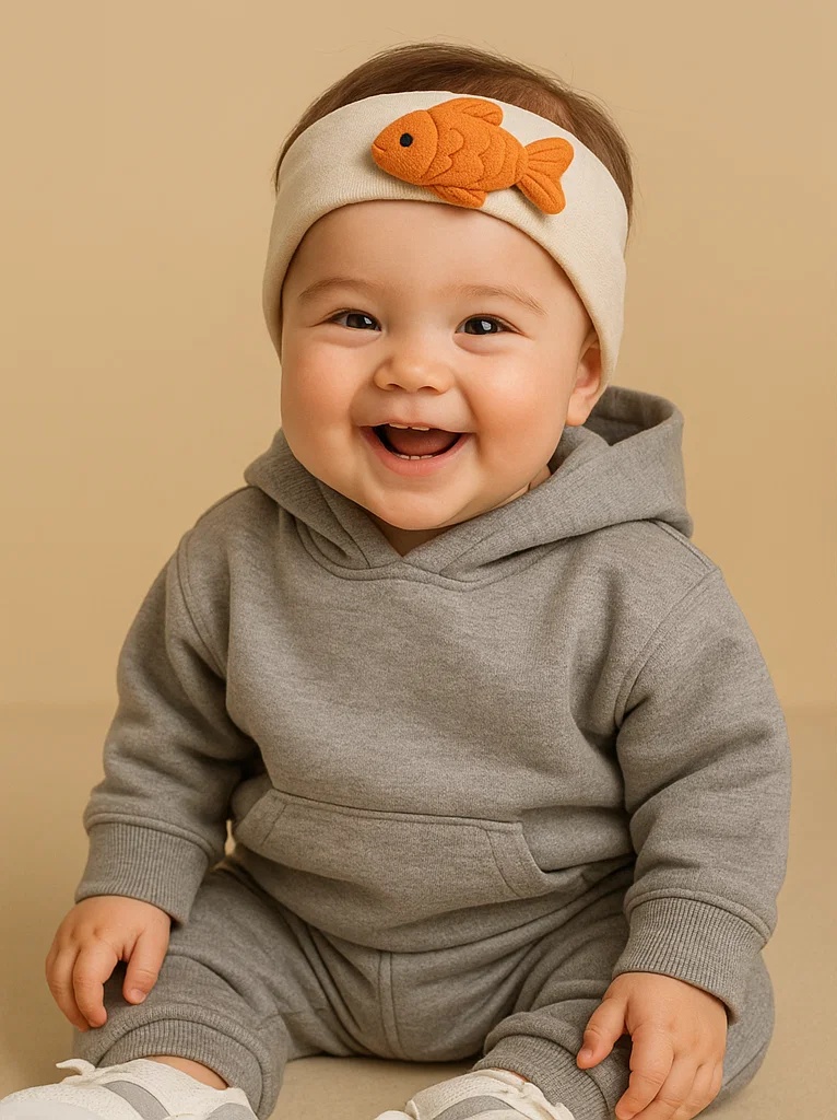 Bandeaux doux pour bébé avec décorations amovibles en jouets poissons pour photos