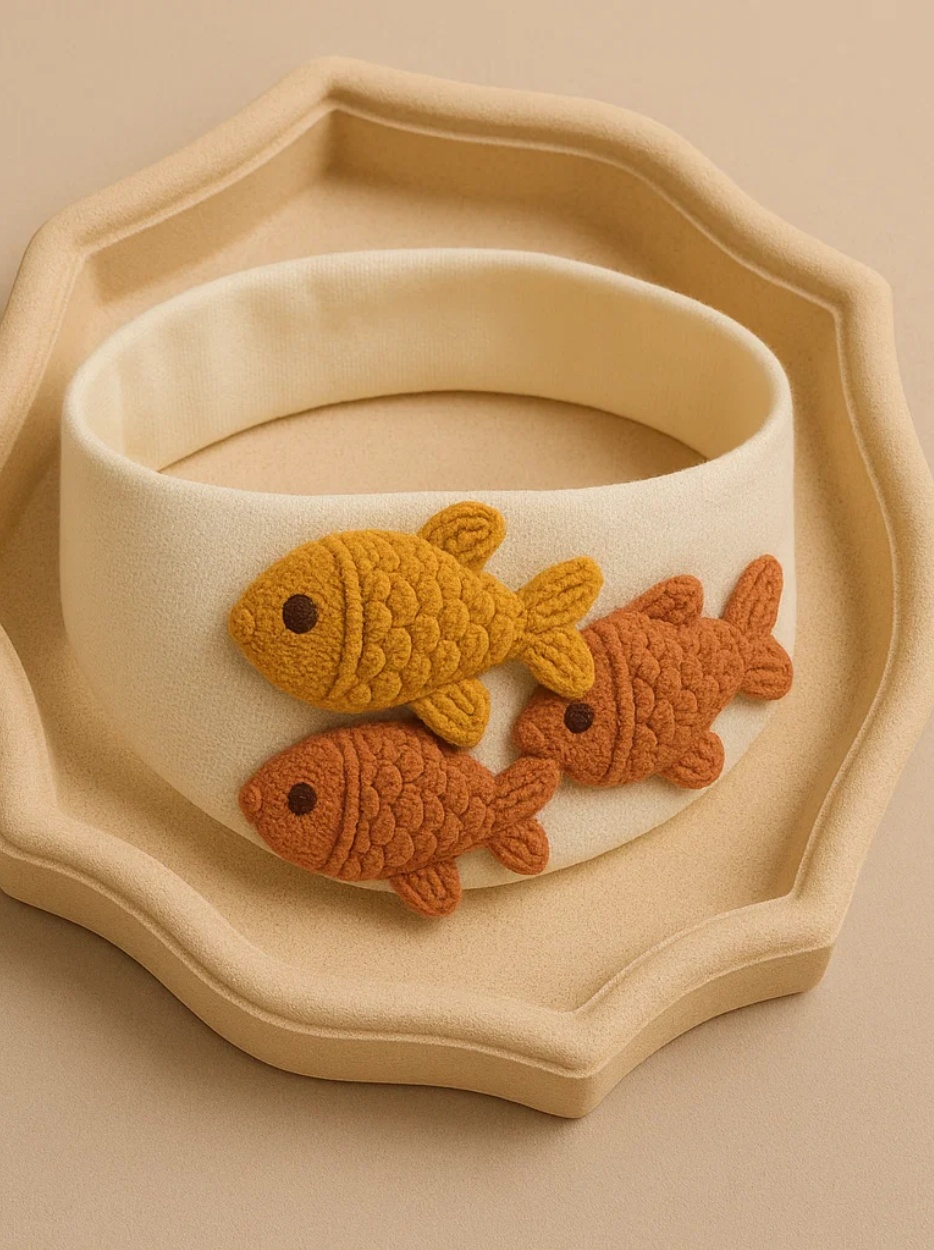 写真用の取り外し可能な魚のぬいぐるみ付きの柔らかいベビーヘッドバンド