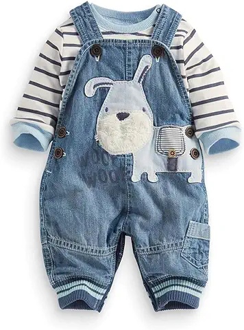 Denim Baby Overalls with Striped Shirt – Comfortable and Cute Outfit for Boys