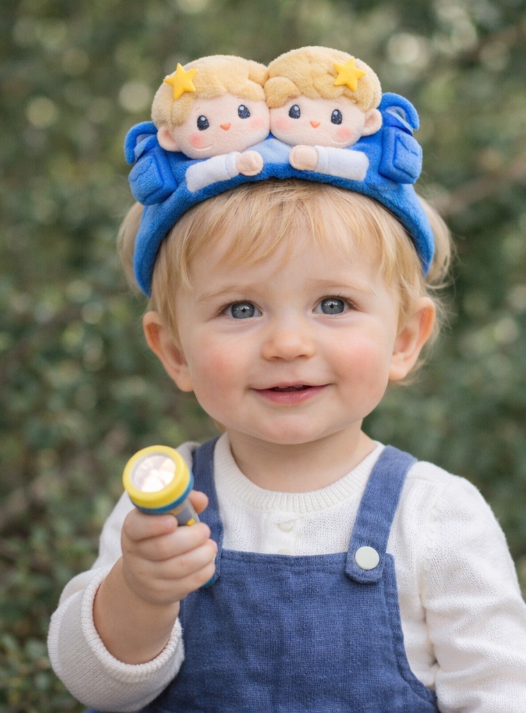 Gemini Twins Plush Headband for Babies – Soft Zodiac Theme Accessory