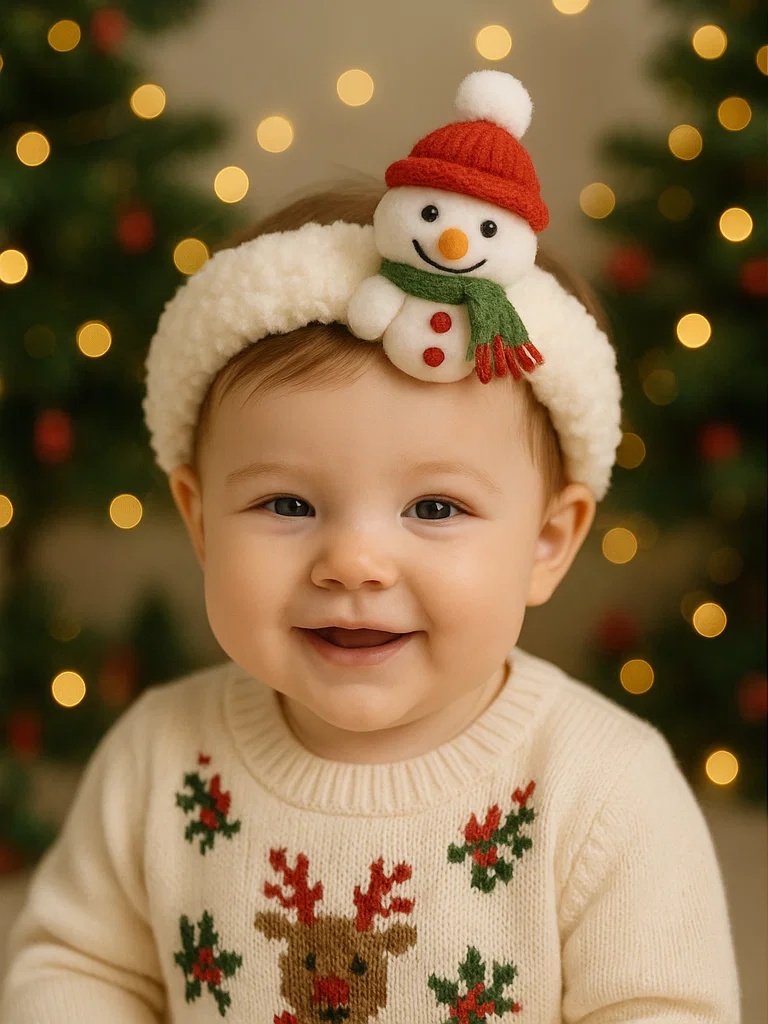 Faixas para bebês com brinquedos de Natal fofos para fotos mágicas