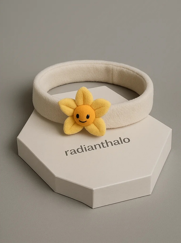 Cream Yellow Daffodil Baby Headband – Soft Flower Plush Design