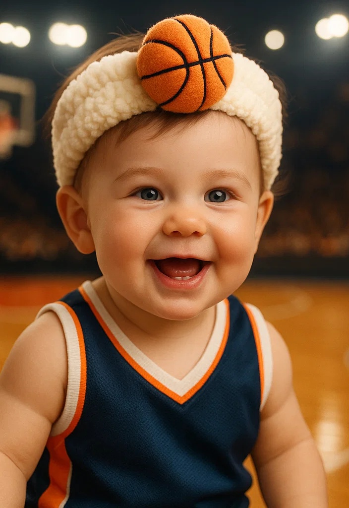 Game Time: Plush Baby Headband with Basketball Detail