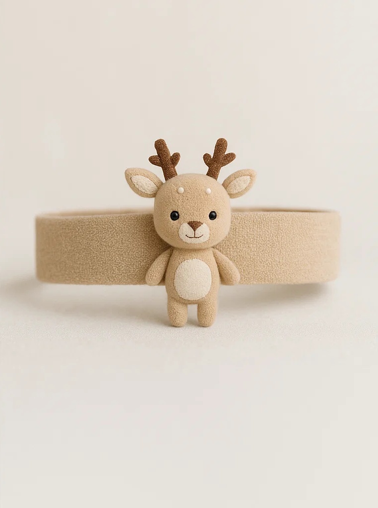 Standing Deer Baby Headband – Soft Plush Antler Hair Accessory