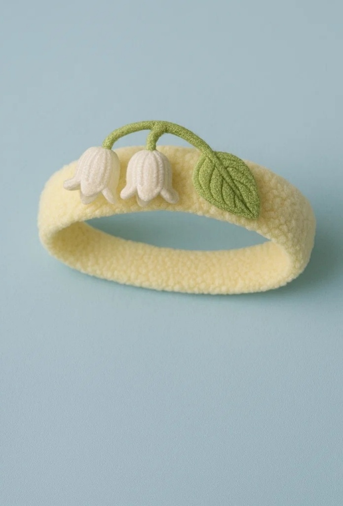 Fairy Blossom Baby Headband – Soft Felt Lily Flower, Yellow Band