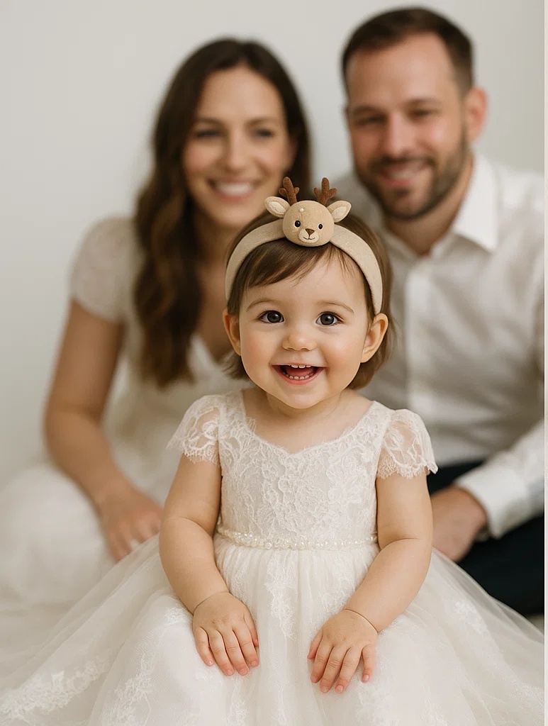 Standing Deer Baby Headband – Soft Plush Antler Hair Accessory