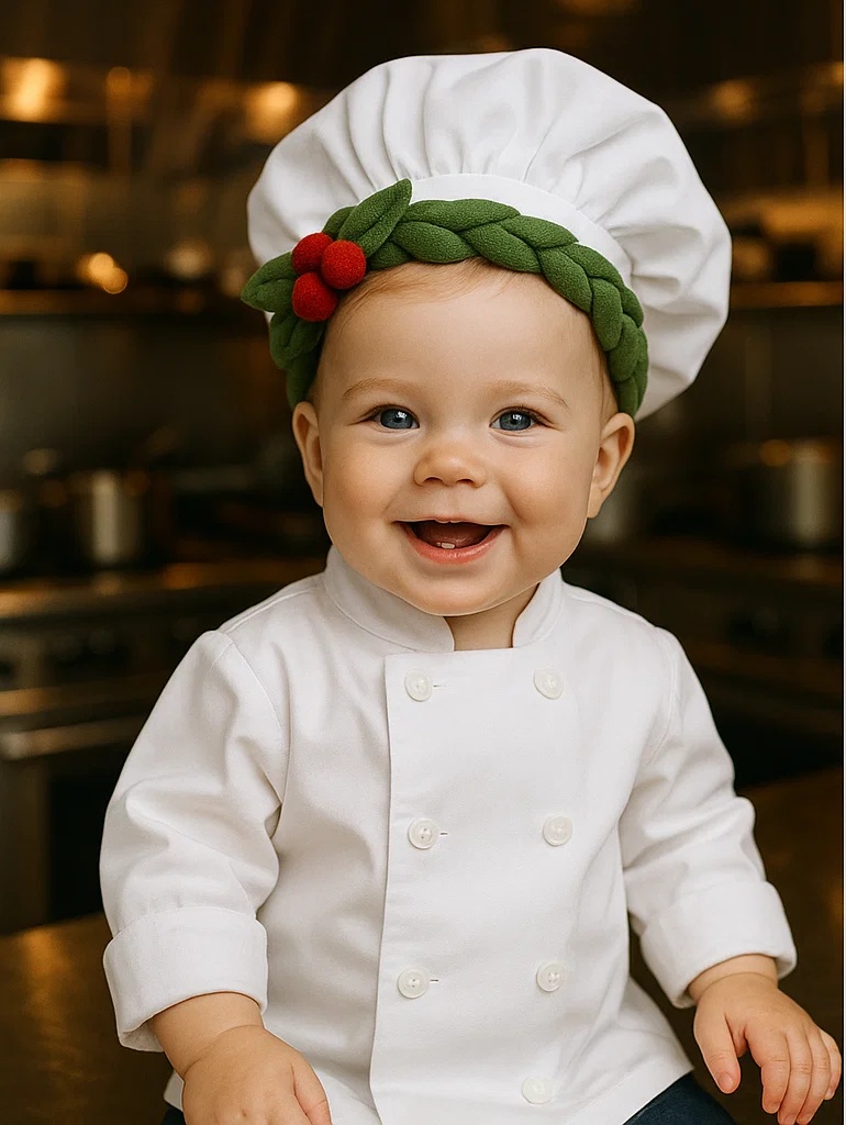 Baby Chef Headband – Tomato Wreath Edition
