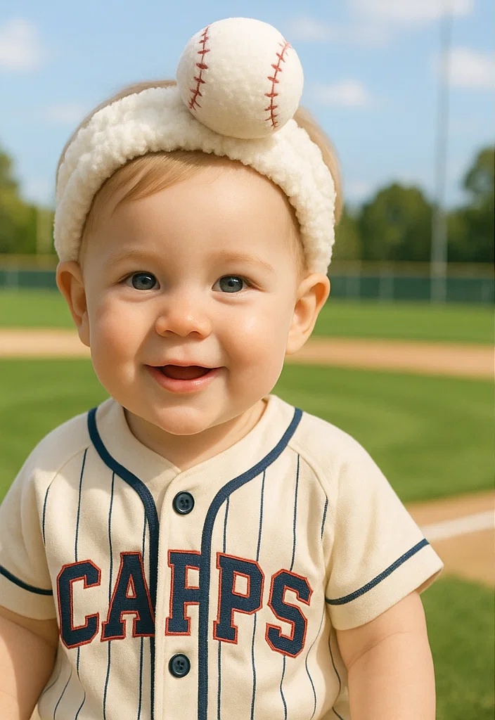 Tennis Delight: Plush Baby Headband with Removable Tennis Ball