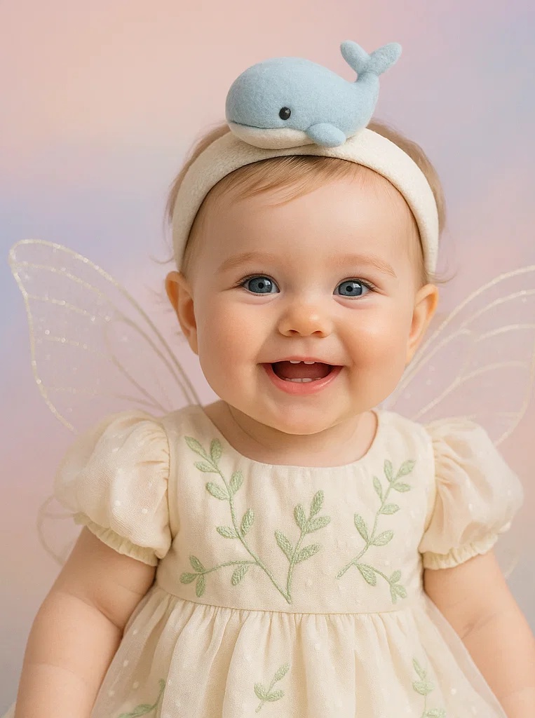 Light Blue Whale Plush Baby Headband for Photo Shoots