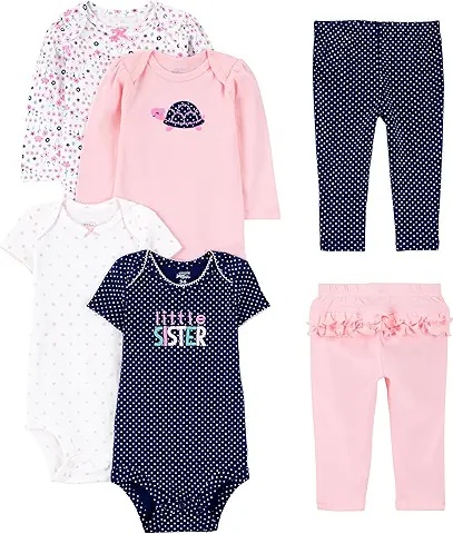5-Piece Baby Bodysuit Set with Pants for Little Sister – Perfect for Everyday Wear