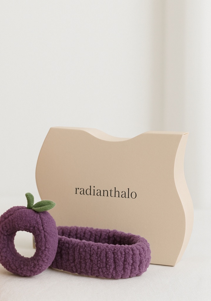 Purple Plum Baby Headband with Doll