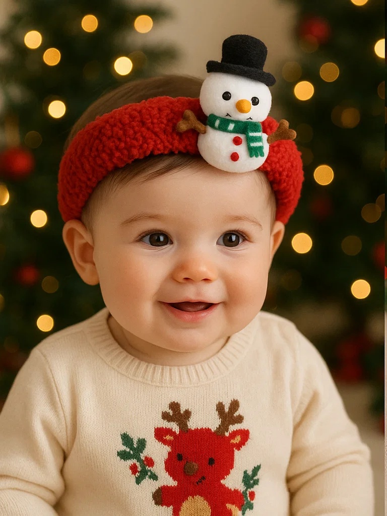Bandeau de fête pour bébé en peluche – Parfait pour ventes hivernales