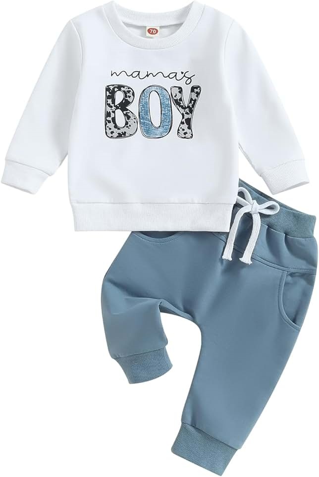 ベビー「Mama's Boy」スウェットセット - 快適でスタイリッシュ