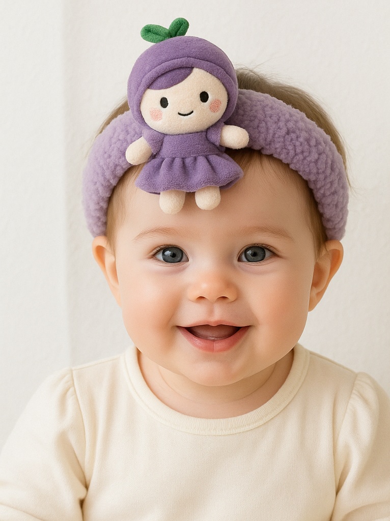 Purple Plum Fairy Baby Headband with Cute Plum Design
