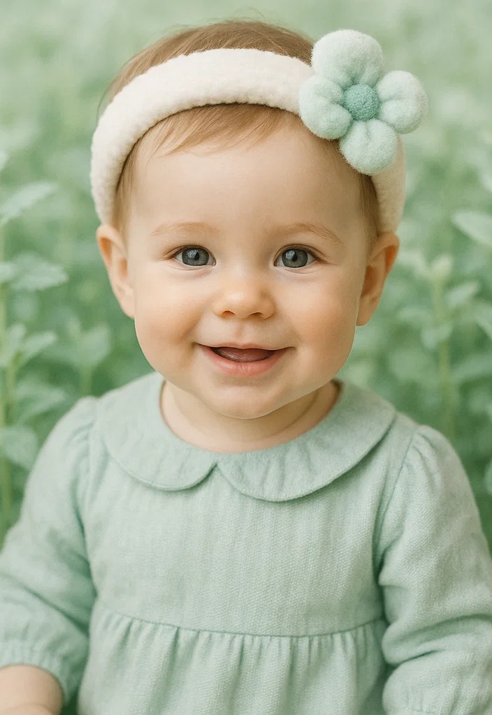 Bandeau doux pour bébé avec une peluche amovible en forme de fleur pour photos