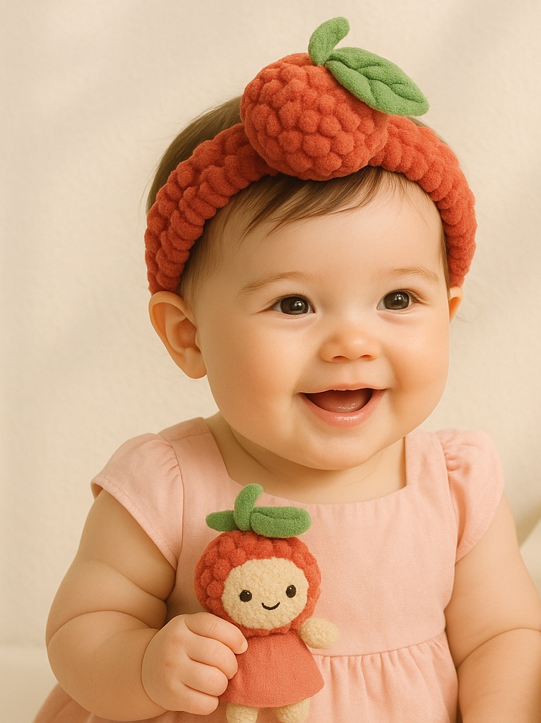 Apple Baby Headband with Fun Apple Doll for Cute Photos